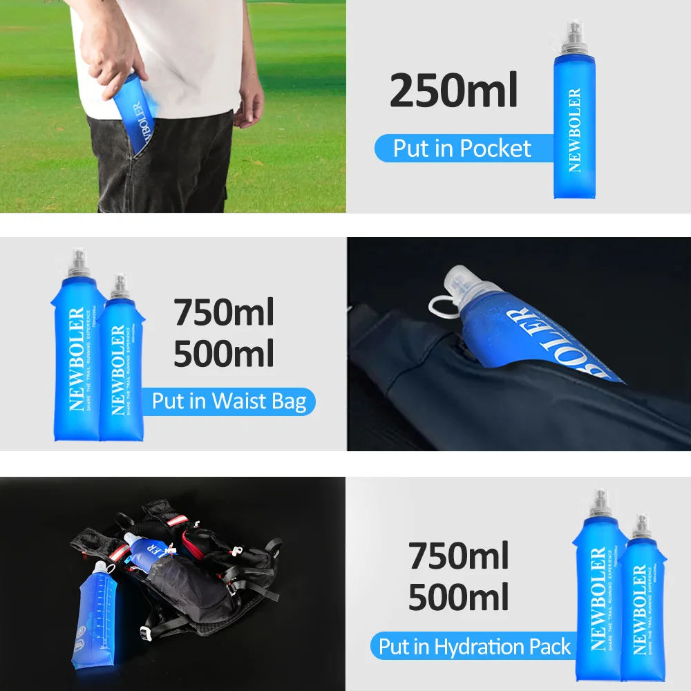 750 ml Wasserflasche, TPU, faltbar, weiche Flasche, Sport-Wasserflasche, Wasserbeutel, faltbare Wasserflasche, Laufen, Camping, Wandern – Detail 11