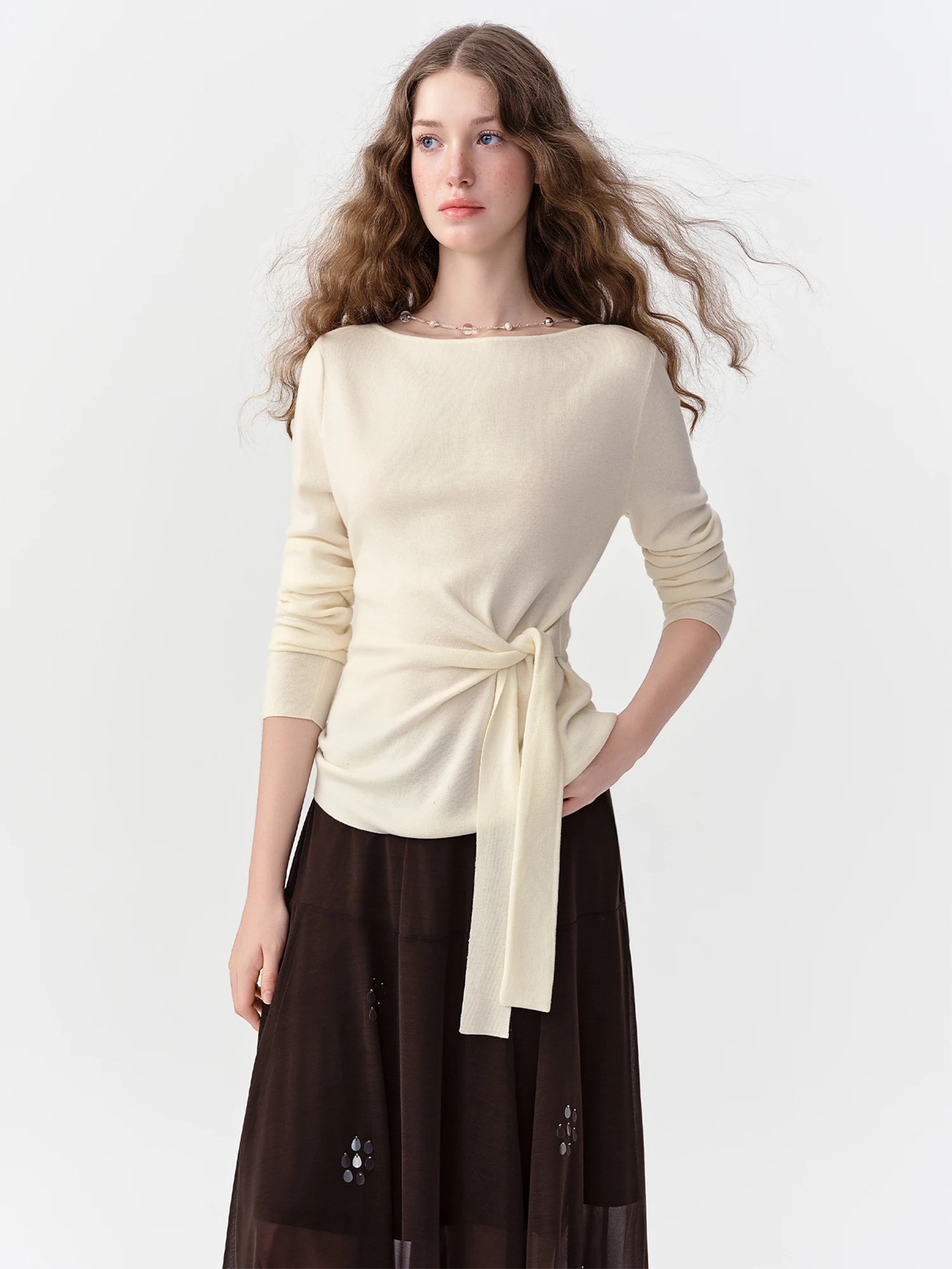DUSHU 2026 Fall Women's Lightweight Merino Wool Crew Neck Pullover, Soft Fine Knit Top for Elegant Office & Everyday Style