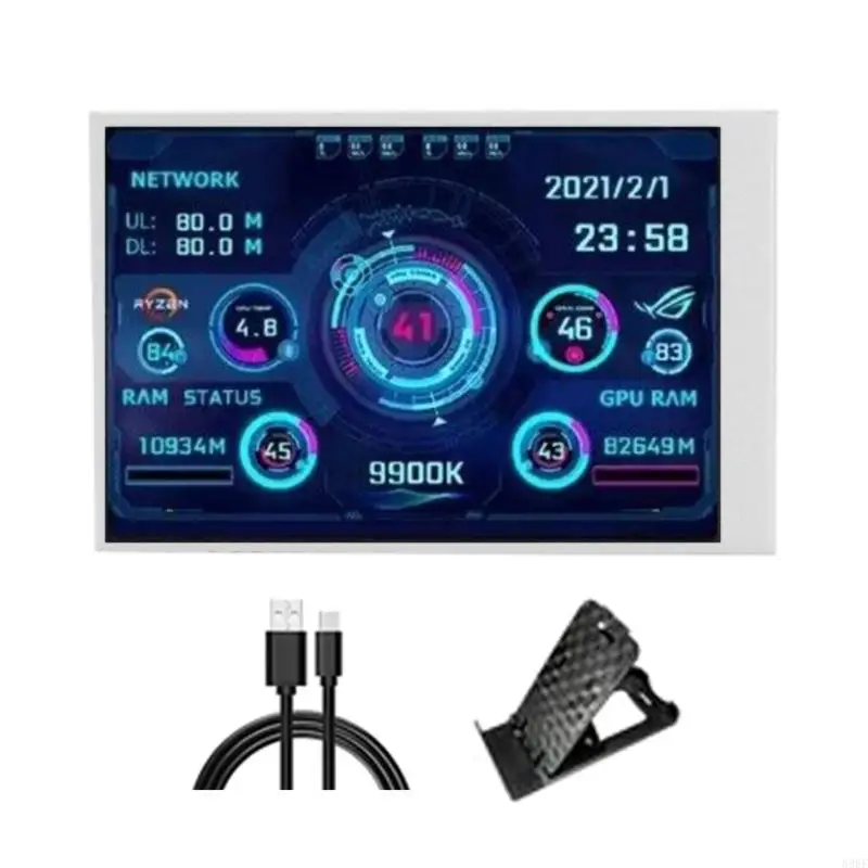 896f شاشة صغيرة محمولة مع منفذ من النوع C لإعدادات عرض الشاشة المزدوجة