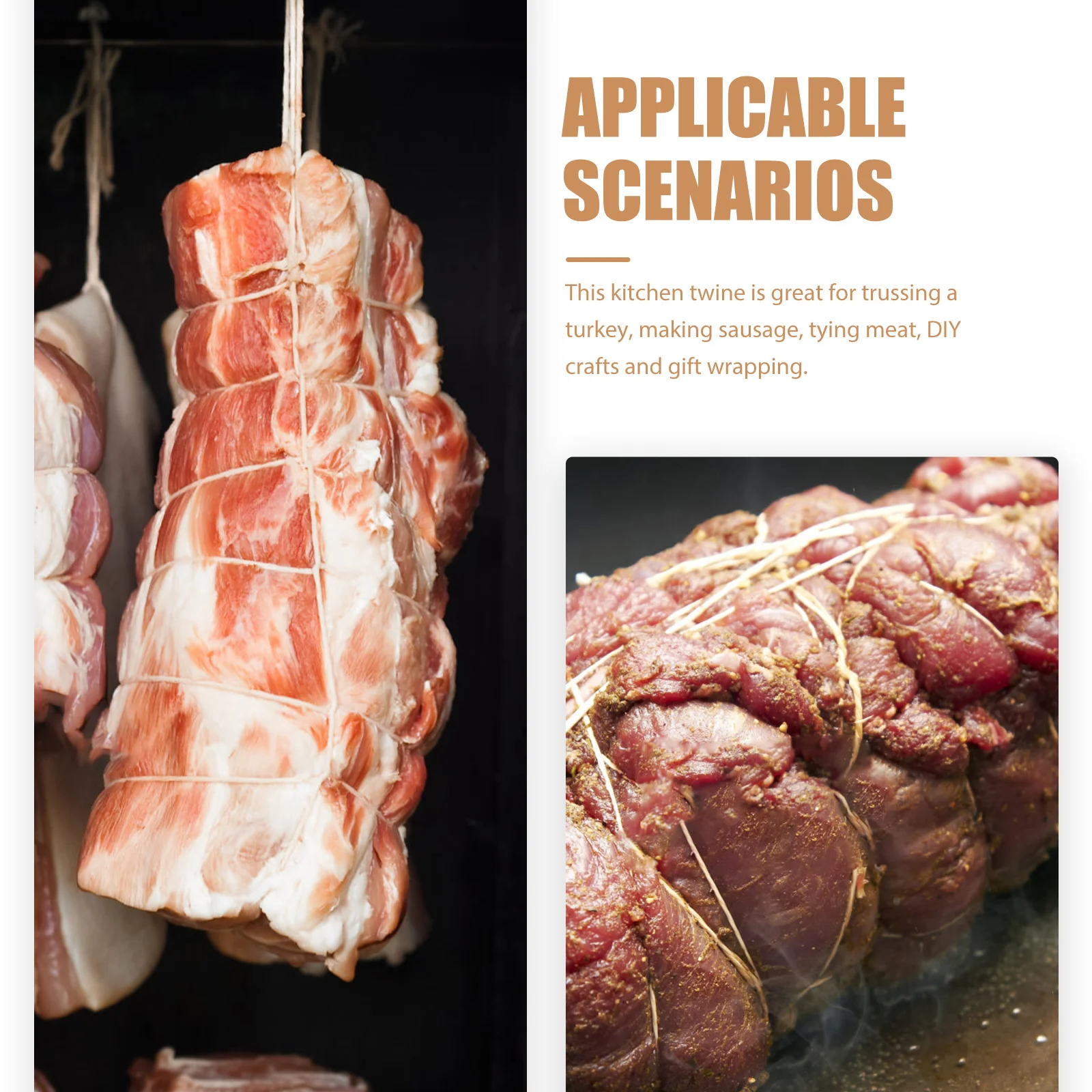 

1 Roll Cotton Butchers Twine Durable Cooking String For Roasting Baking Trussing Kitchen Use Sausage Tie Up Thread Meat Packing