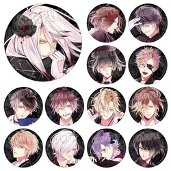 Sakamaki Shu Reiji Kanato Anime, alfileres de emblema periférico 2D, alfileres de pecho opacos, versión Q, personaje Kawaii, patrón HD, Material de Metal