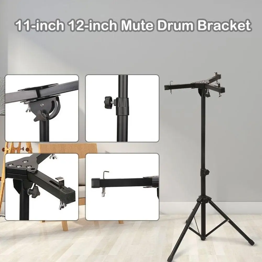 Adjustment Hand Drum Rack Stand Beech Wood/Metal Triangle Bracket Hang Handpan Universal Folding Portable for 10 11 12 Inch Drum
