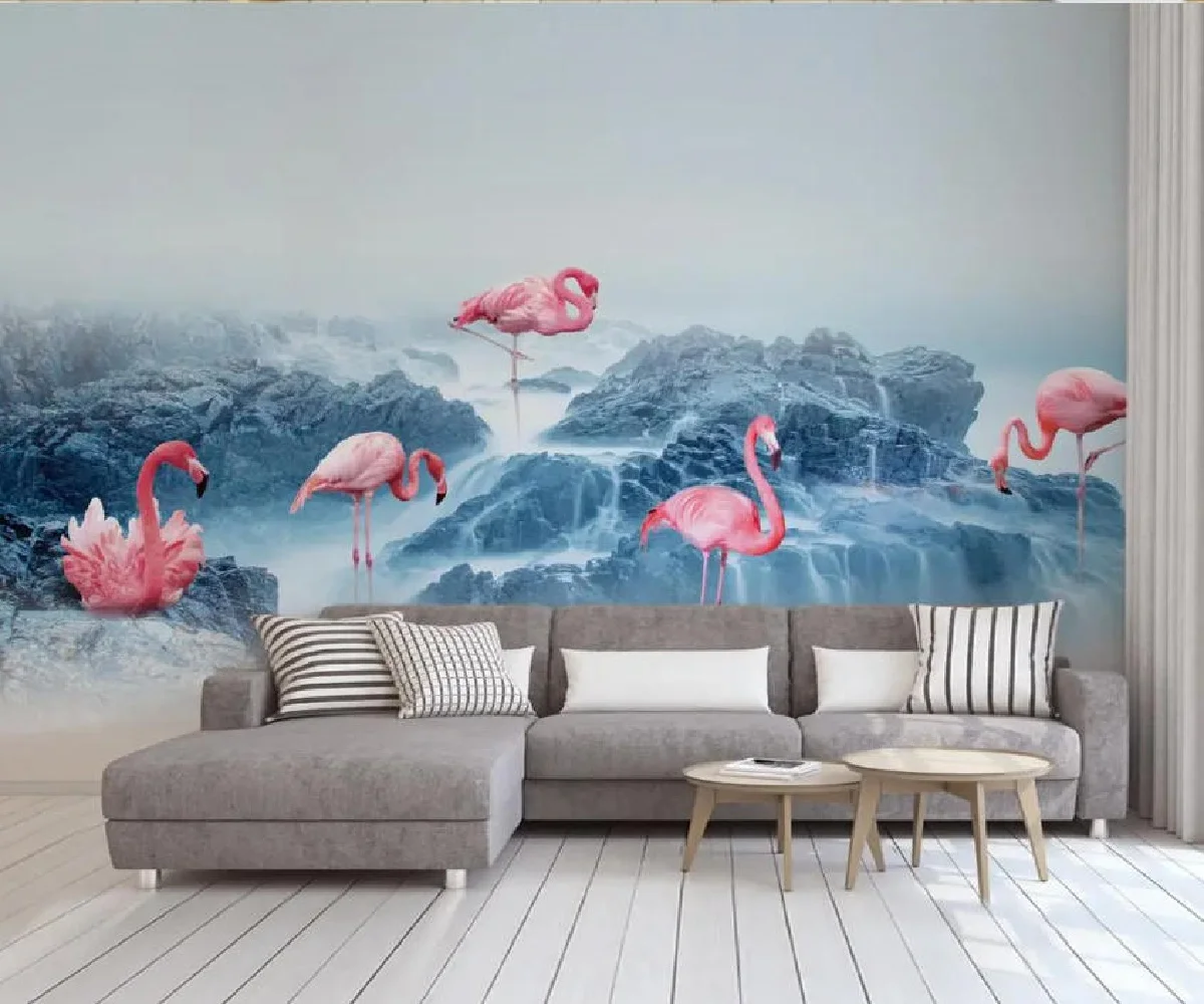 Custom size photo wallpaper Hand-painted tropical plants Forest Flamingos mural living room bedroom waterproof 3d wallpaper