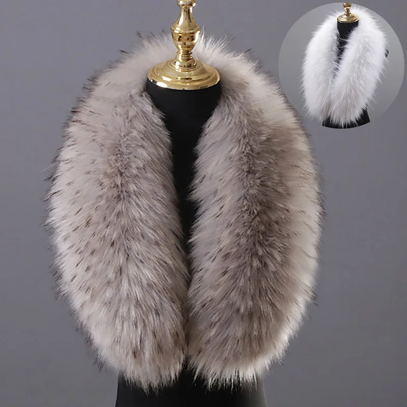 Faux Fur Collar Winter Warm Fur Scarf Fluffy Fake Coat Fur Collar Down Jackets Hood Fur Decor Shawl Women Men Sewing Supplies