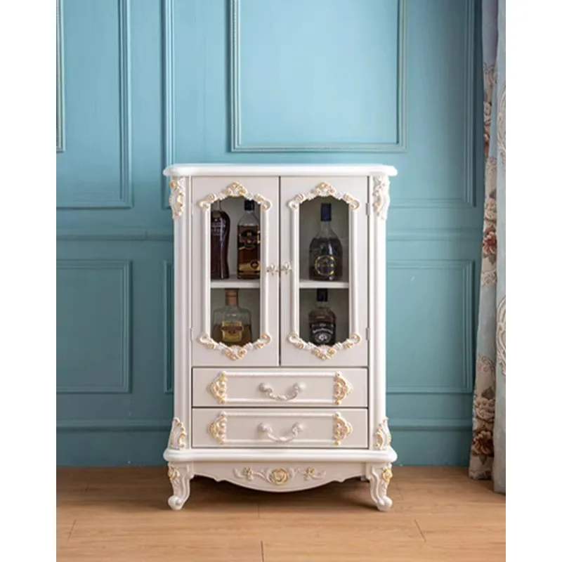 

European luxury wine cabinet white locker ivory white dining side cabinet living room cabinet bookcase simple French side cabine