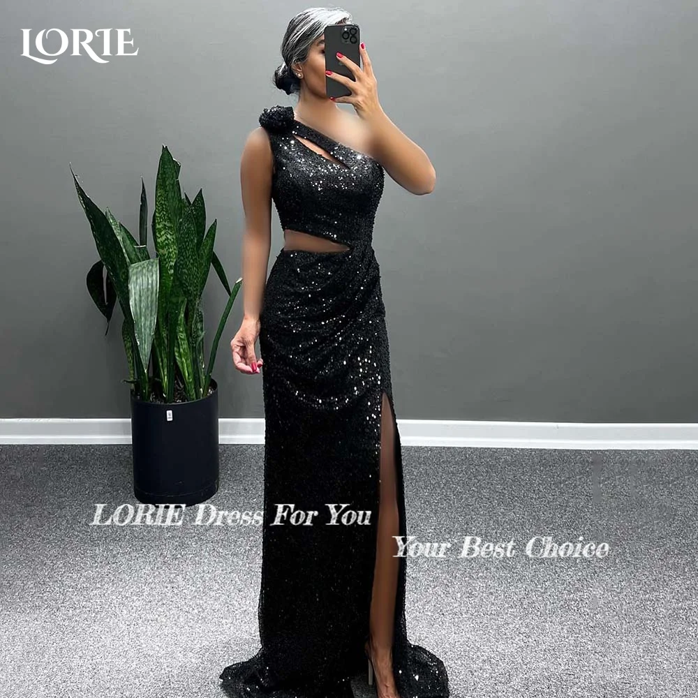LORIE High Split Formal Evening Dress Saudi Party Dress Prom Dress Sparkly One Shoulder Club Dress Dresses on Offer Clearance