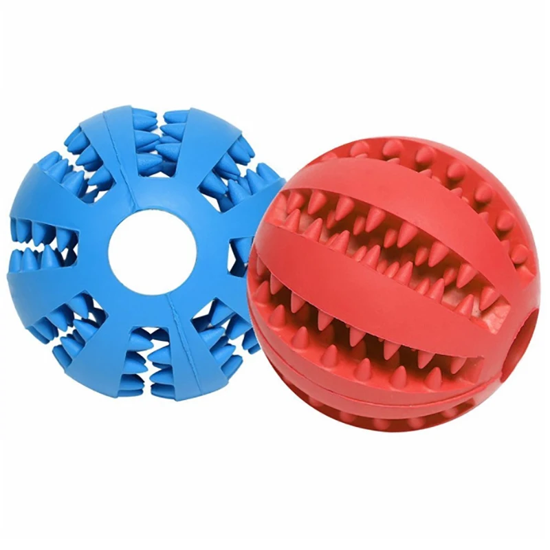 Dog Toy Ball Nontoxic Bite Resistant Toy Ball for Pet Dogs Puppy Cat Dog Pet Food Treat Feeder Chew Tooth Cleaning Ball