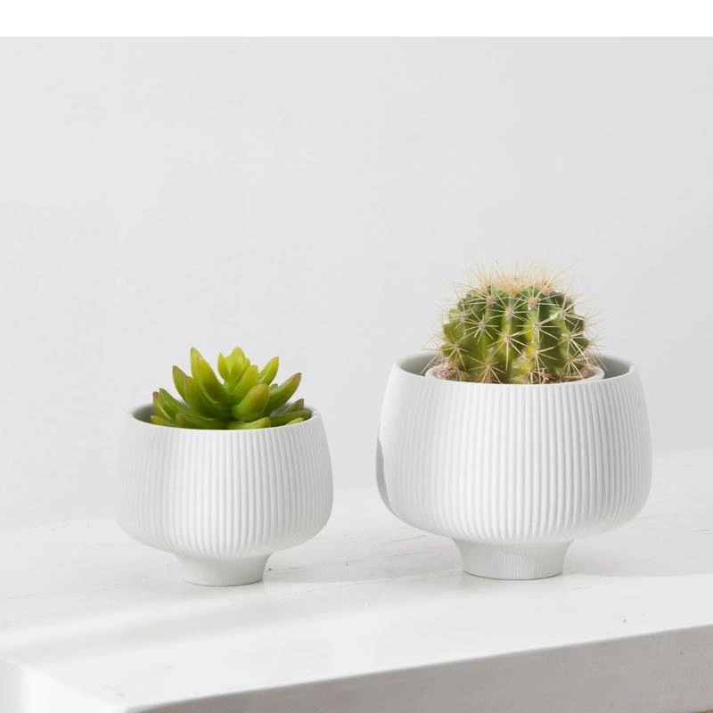 Multicolor Stripes Ceramic Vase Potted Plants Flower Pots Decorative Vases Desk Decoration Artificial Flowers Floral Arrangement