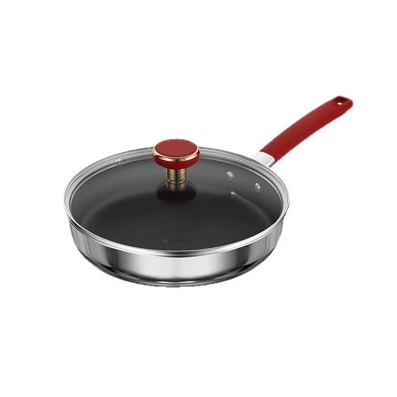 

Flat bottom non-stick pan, stainless steel household uncoated, frying pan, gas universal