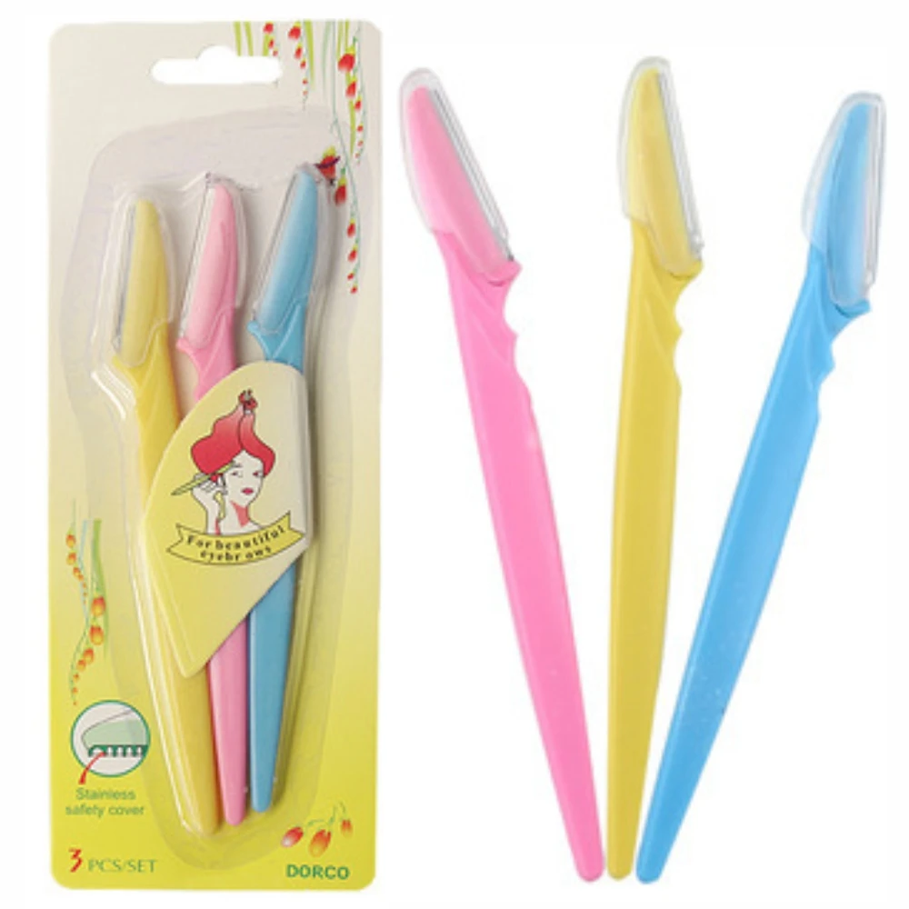 

Бритва для бровей тример, 3 шт., бритва для лица, портативная Женская бритва для удаления волос с бровей, безопасные инструменты для макияжа и красоты