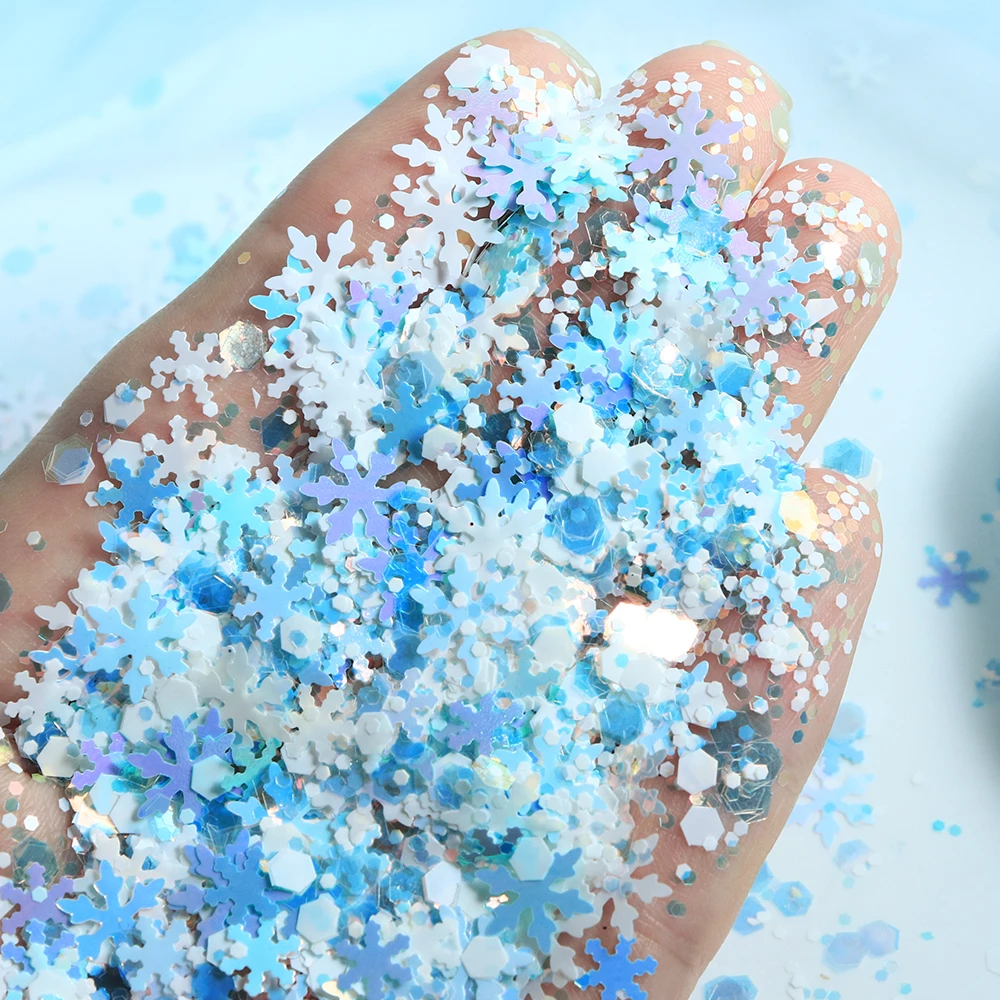 

5 г синие снежинки с блестками, рождественские украшения из смолы, блестящие формы для наполнения из смолы, шейкер, рождественские наполнители из смолы, подарки «сделай сам»