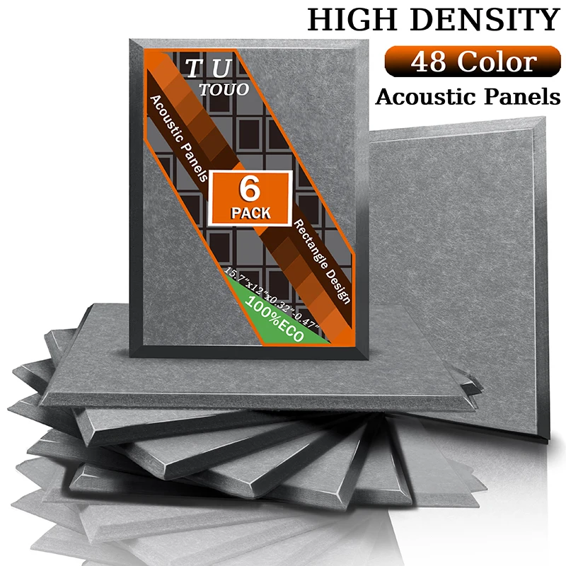 TOUO-Panel acústico de 6 piezas, Material de absorción de aislamiento, estudio de alta densidad, absorción de sonido, accesorios para el hogar