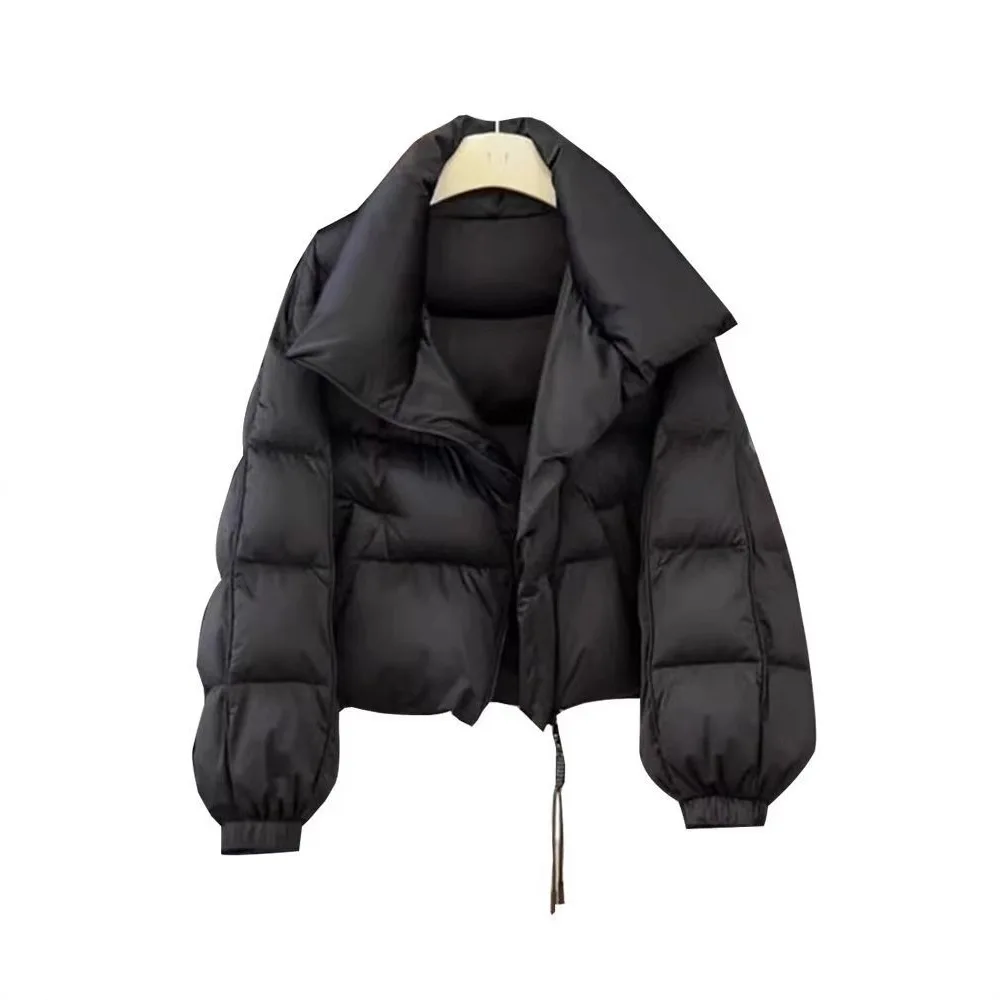 

Women's Winter Thickened Short Puffer Jacket Casual Warm Duck down Coat Ultra Short Fabric Long Sleeve Zipper Closure