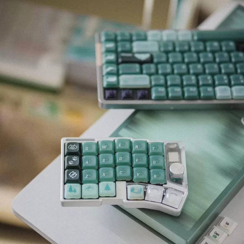 LeleDesign LowSup-Forest Grey Keycaps Set Custom PC UV Low Profile Key Caps for ANSI 60/65/75/80/100 Layout Keyboard Accessories
