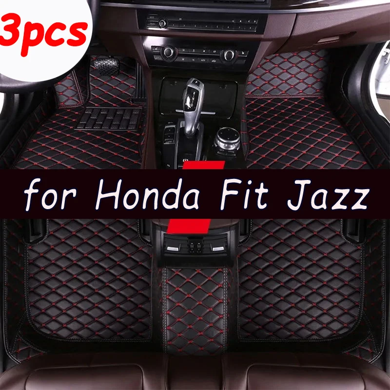 Custom Car Floor Mats para Honda, Auto Foot Pads, Acessórios para Capa Automóvel, Fit Jazz 5-Seat, 2014, 2015, 2016, 2017, 2018, 2019, 2020