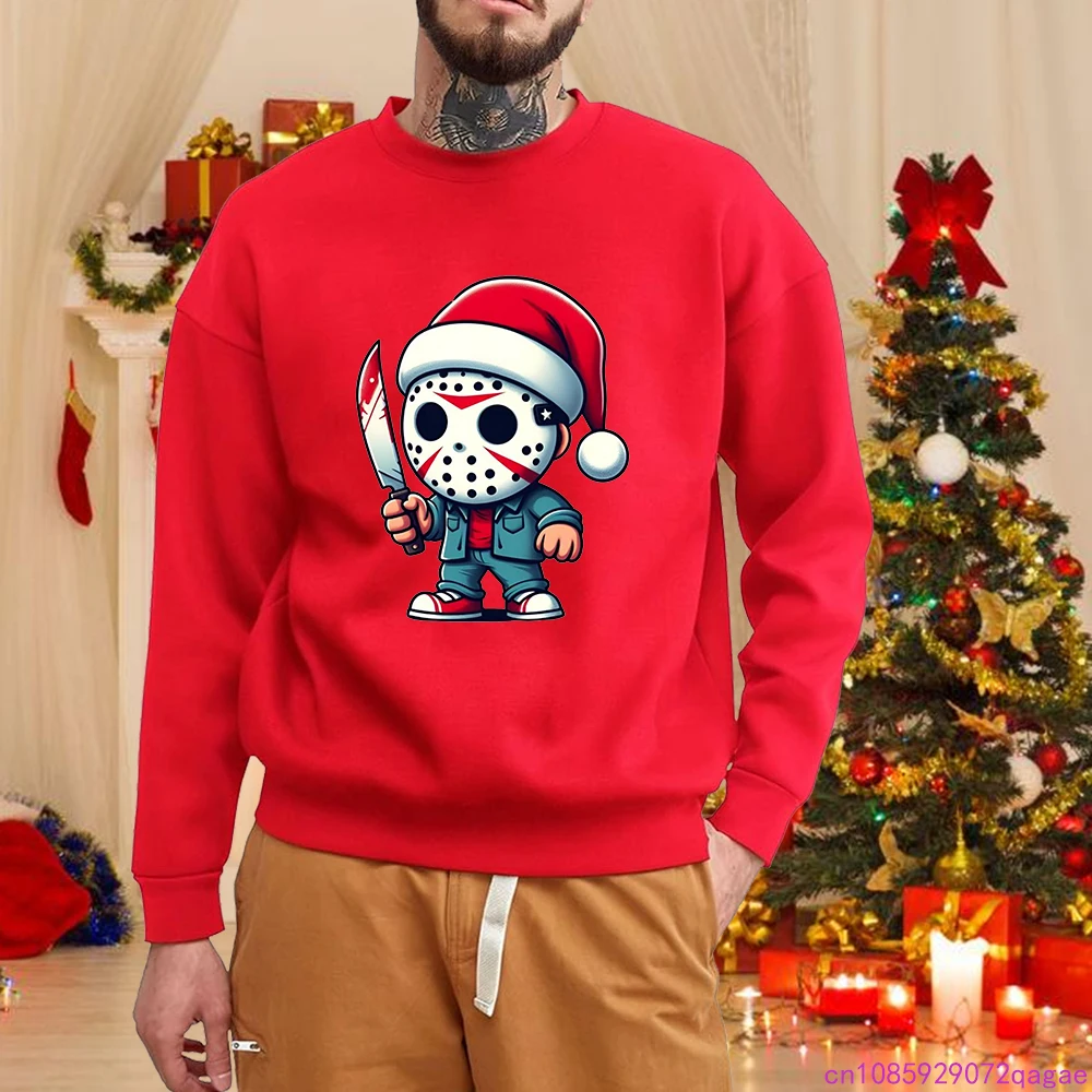 

Cute Cartoon Christmas Print Sweatshirt Adorable Christmas Apparel Men's Christmas Sweatshirt