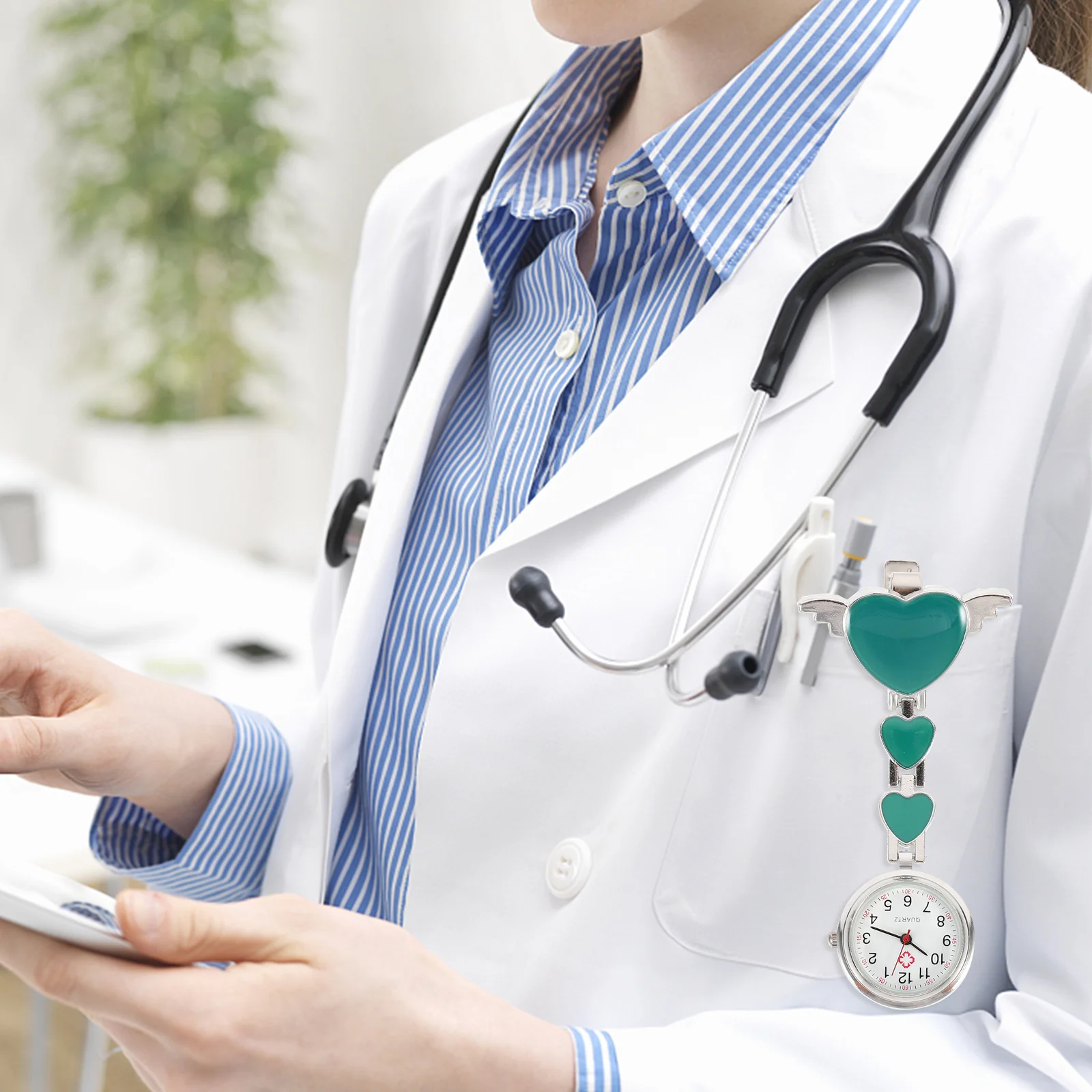 ساعة جيب كوارتز بمينا كبير للممرضات فوب، خفيفة الوزن معلقة، ساعة للرضاعة، هدية للموظفين الطبيين والطالبات