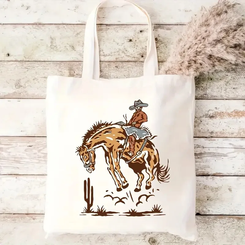 

American Retro Shoulder Bag Cowboy Print Wild West Style Tote Bag Outdoor Daily Casual Western Fan Men Women Fashion Items