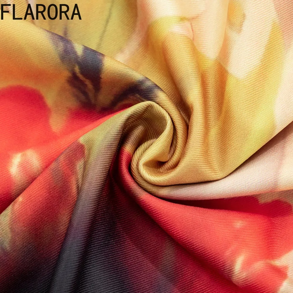 FLARORA винтажные облегающие комбинезоны с ярким принтом, женские цельные комбинезоны с круглым вырезом и длинными рукавами, сексуальная клубная одежда для полуночной вечеринки