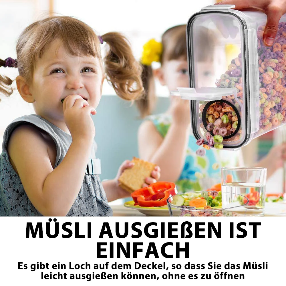 4-teilig/8-teilig/12-teilig 4L Aufbewahrungsbehälter Versiegelte Lebensmittel-Aufbewahrungsbox Müsli-Süßigkeiten-Trockenfutter-Behälter Luftdichtes Müsli-Aufbewahrungsset Transparent – Detail 9