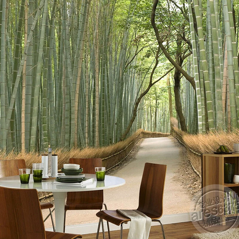 Custom 3D green bamboo forest wallpaper sofa living room TV background wall expand the space mural pastoral bedroom restaurant