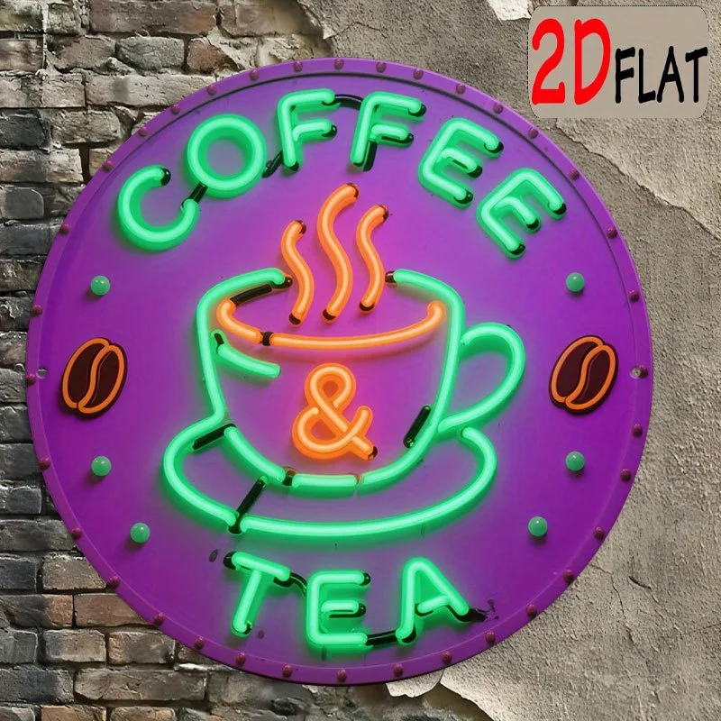 2D Flat, 2D Flat 2D Neon Style and Tea Cup Sign - 8