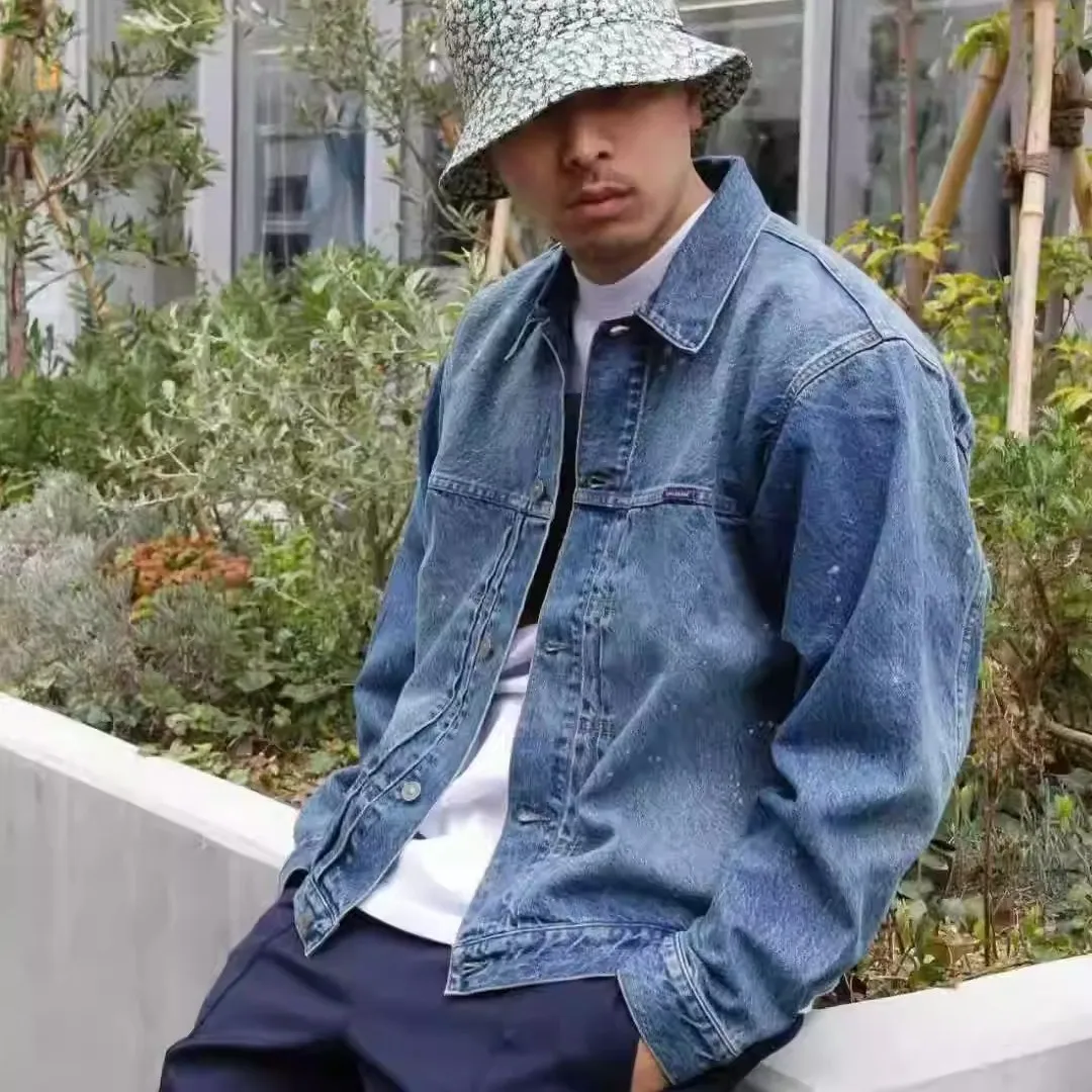 

Джинсовая куртка Waed с вышивкой и откидным воротником, свободная посадка, длинный све, японский хлопок, 00% молодежный ex Jaet