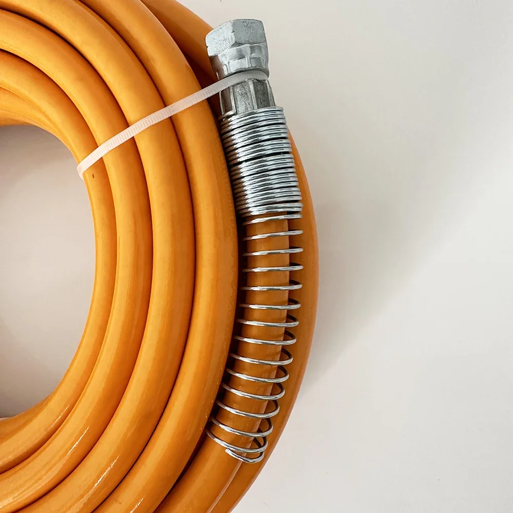 Tubo flessibile di spruzzo di vernice airless 3/8 Tubo di nylon in fibra flessibile ad alta pressione con strato di fibra tessuta addensata aggiornato per tubo della pistola a spruzzo