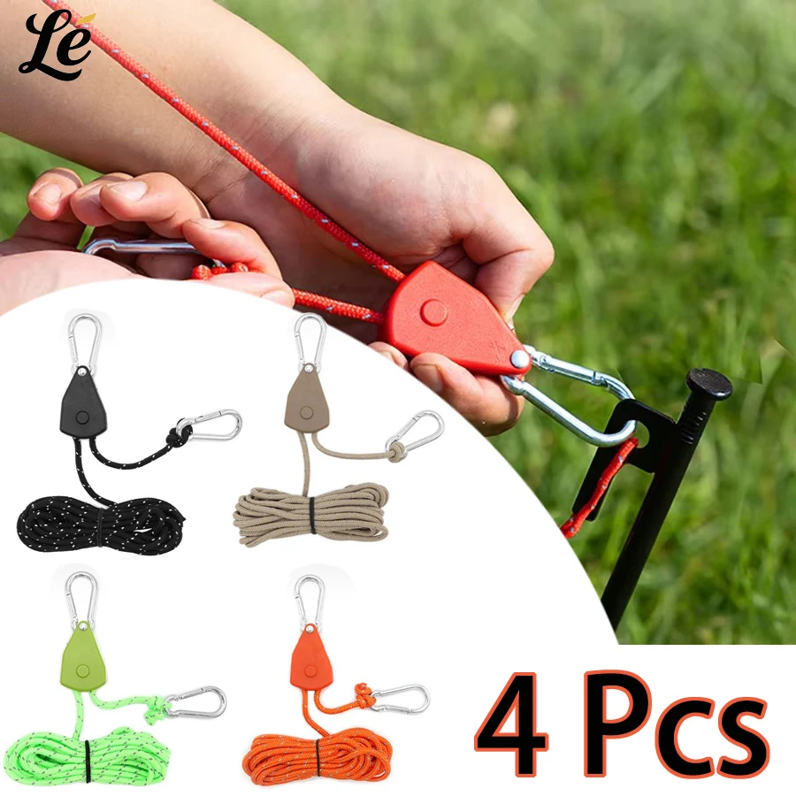

CZHIYAO 4 Ropes Adjustable Ratchet Rope Straps with Buttons Suitable for Tents Sunshades Plant Lights Outdoor Camping and Hiking