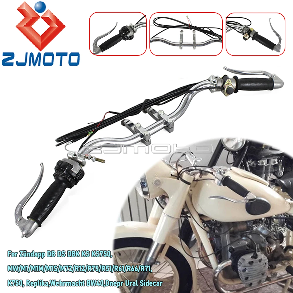 Motorbike Complete Handlebar Control System W/ Hand Grips Lever Cable For Zundapp DB DS KS BMW KS750 M1 R12 R75 K750 Dnepr Ural