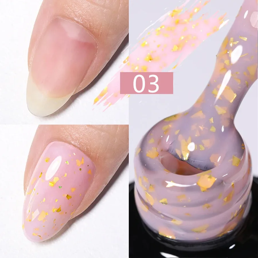 1 Flasche Glitzer Gummi Gel Politur Basis Gel Gold Pailletten rosa weiße Basis Gel Dec klack UV LED Nail Art Lack Maniküre einweichen