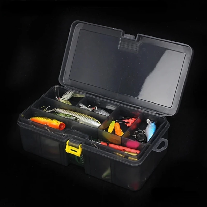 Fishing Tackle Box Waterproof Plastic Double Layer Lures Hook Minnow Bait Storage Case Multifunctional Fishing Tool