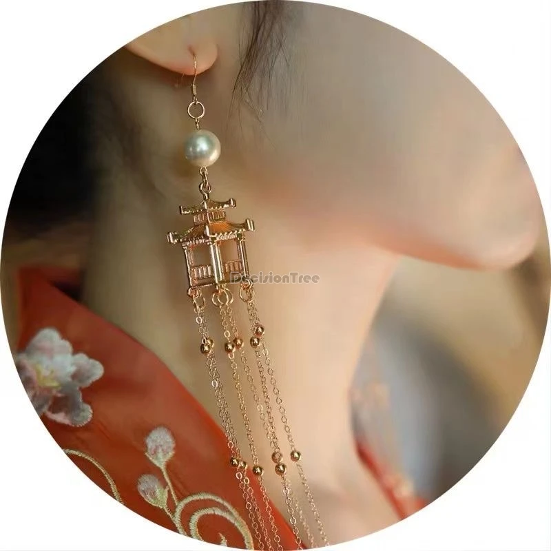 2025 ancient style earrings palace museum pattern earrings fairy court tassel earrings hanfu ancient style cheongsam ear hook