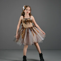 Cave Girls Costume for Kids Halloween Tutu Dress Wild Man Baby Cosplay Birthday Jungle Carnival Party Dresses Fancy Tutus Outfit