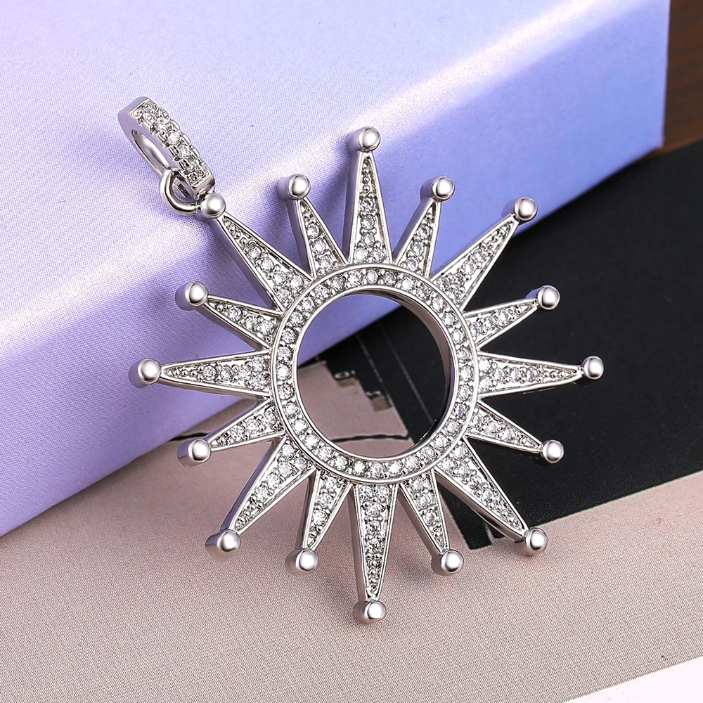 Juya 18K Gold Plated Luxury Micro Pave Zircon Hamsa Hand Of Fatima Evil Eye Charms For DIY Talisman Jewelry Making Material