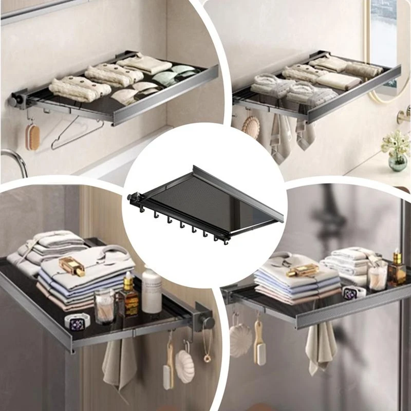 Wall Mounted Drying Racks For Laundry No Drilling Required Drying Rack Bathroom Accessories Clothes Drying Net Towel