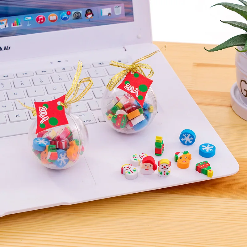 3PCS Christmas ball eraser student Christmas prize gifts stationery accessories