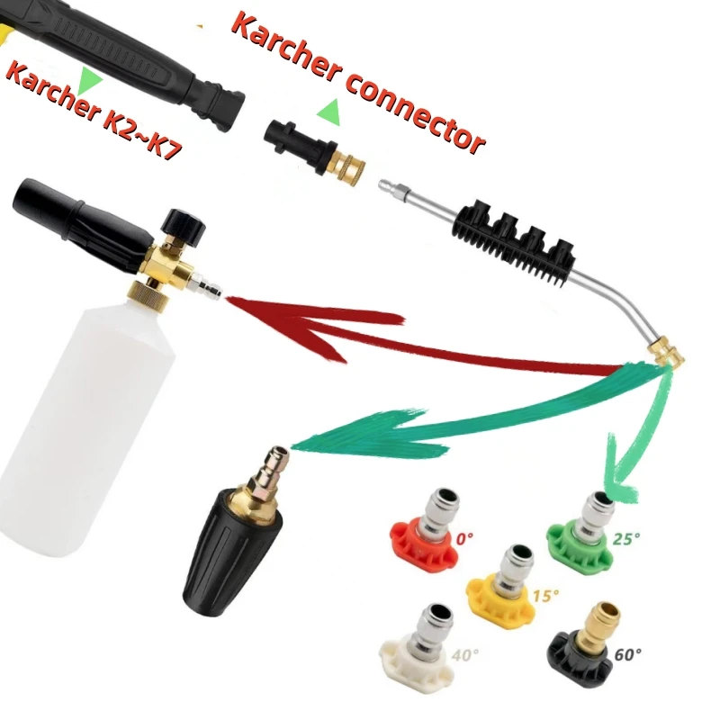 Imagem -03 - Pressão Car Wash Gun Extensão Rod Kit de Limpeza Gun Spray Quick Connect Apto para Karcher Bort Nilfisk Lavor Huter Alta