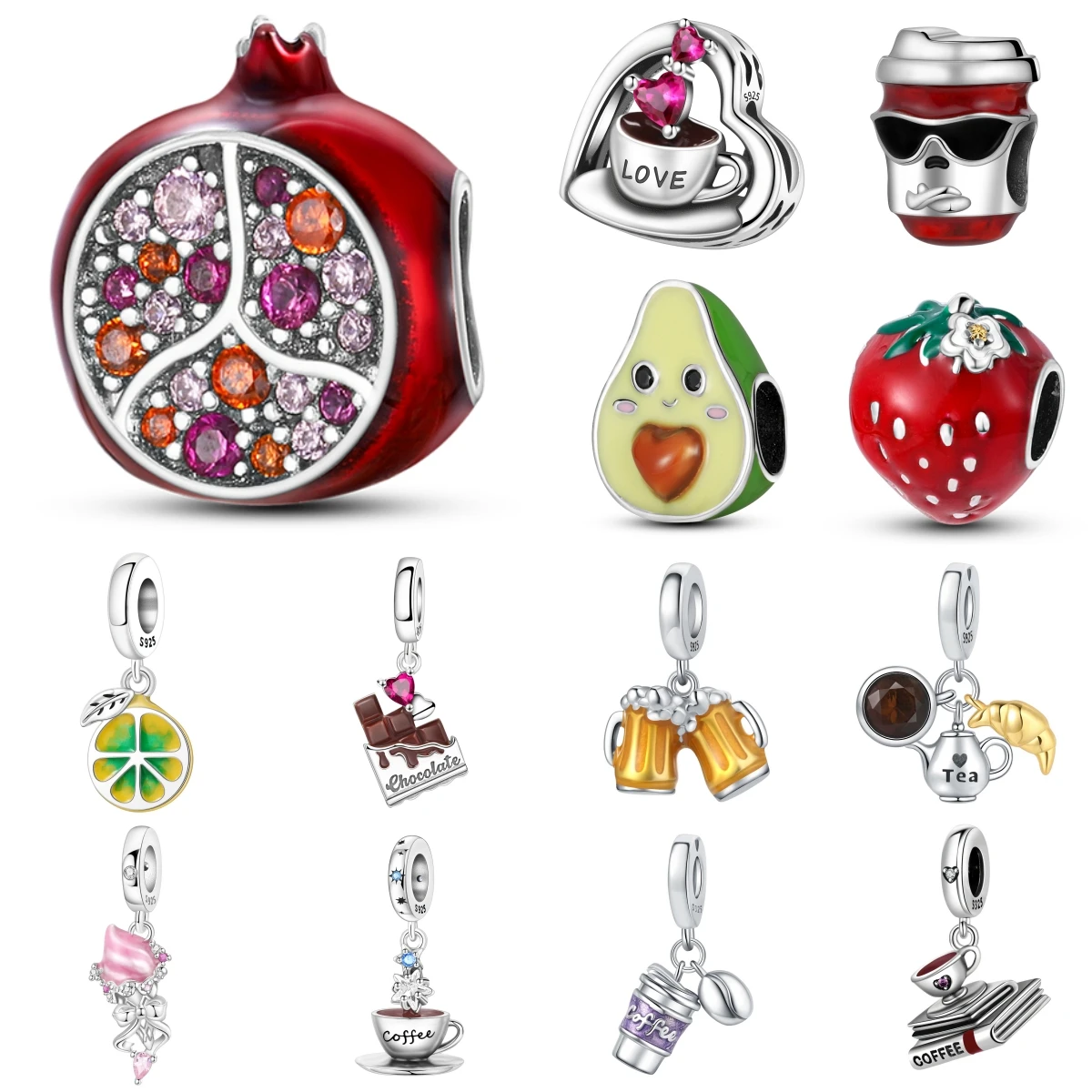 

Стерлингового Серебра 925, клубника, фрукты, овощи, пищевая серия, подвески, бусины, подходят для оригинальных браслетов S925, ювелирные изделия «сделай сам», подарочный аксессуар