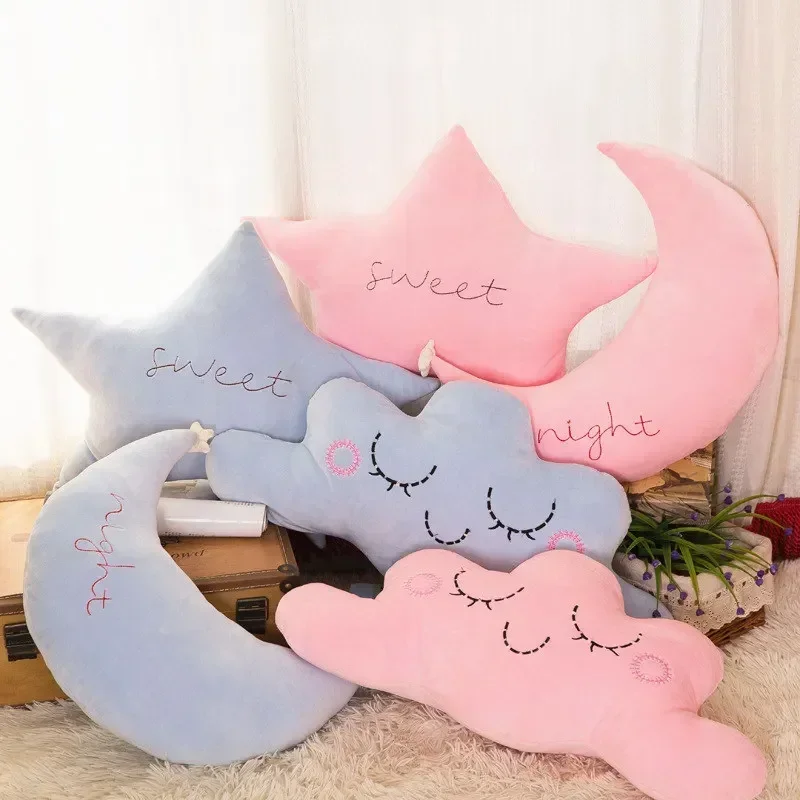 [Funny] 40cm Smile Wool Moon Star Cloud Pillow Cushion Cotton toys kids decorative pillows for bed Dolls baby soft stuffed Toys