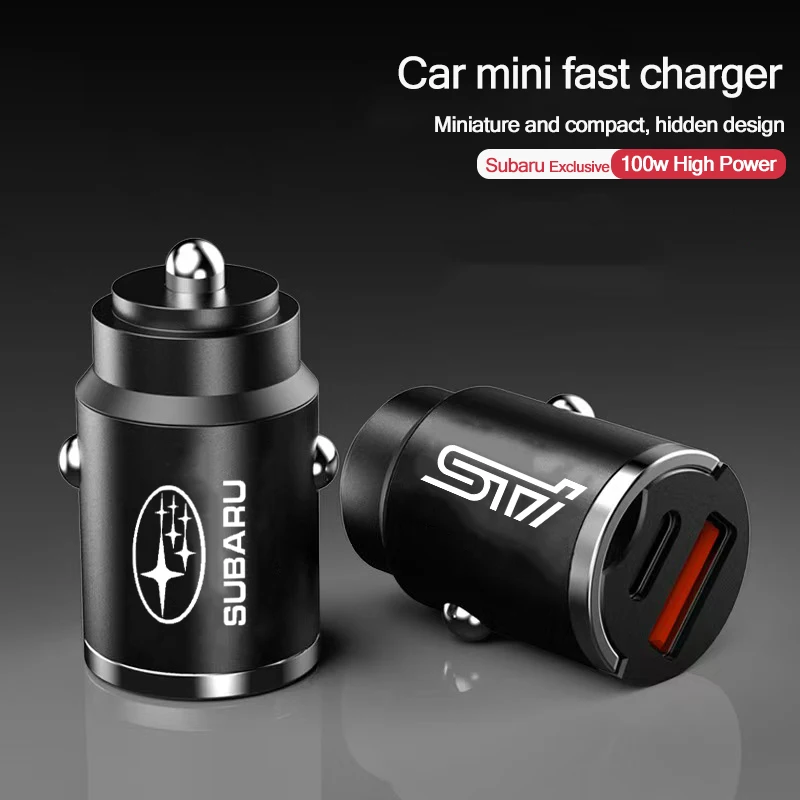 Car Charger USB Type-C Phone Hidden Fast Charging Convert Plug For Subaru STI Outback Legacy Impreza XV Forester BRZ Mpreza WRX