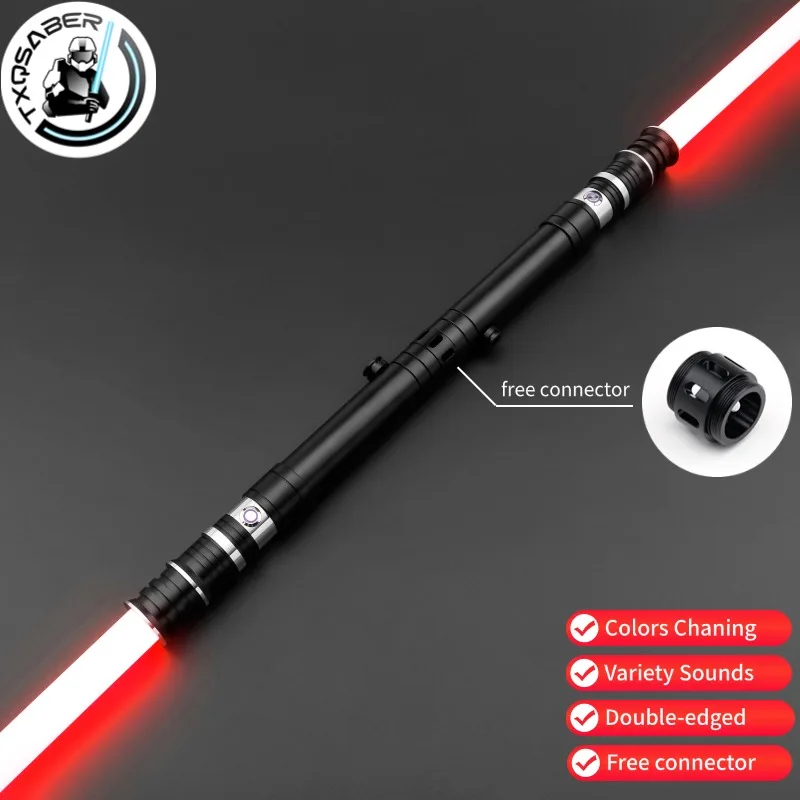 TXQSABER Neo Pixel Lightsaber 2PCS Double Blade Smooth Swing App Control Laser Sword Metal Handle Sith Cosplay Toys Darth Raven