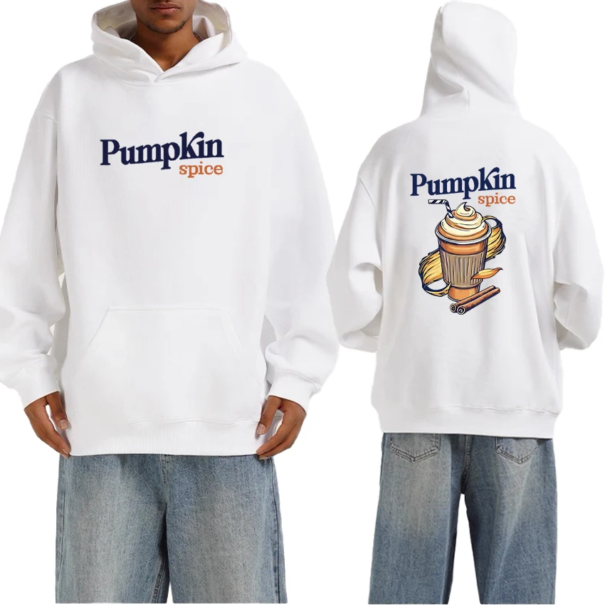 

Pumpkin Spice Latte Double Sided Graphic Hoodie Autumn Winter Men Women Fleece Streetwear Long sleeve Pullover Unisex Sweatshirt