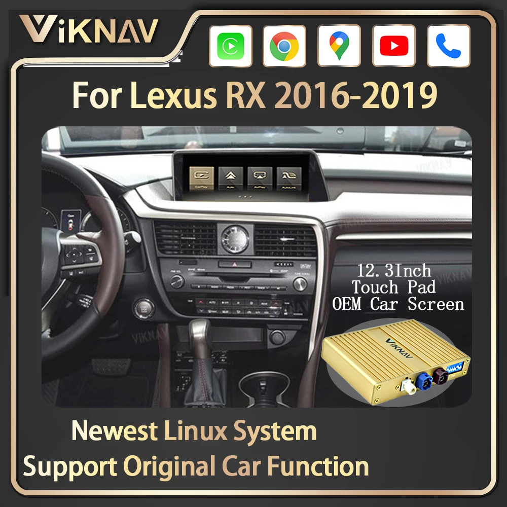 Viknav Fit For Original Car12.3 Inch Screen Linux System For Lexus RX 2016-2019 Wireless Apple CarPlay Android Auto(Full Screen)