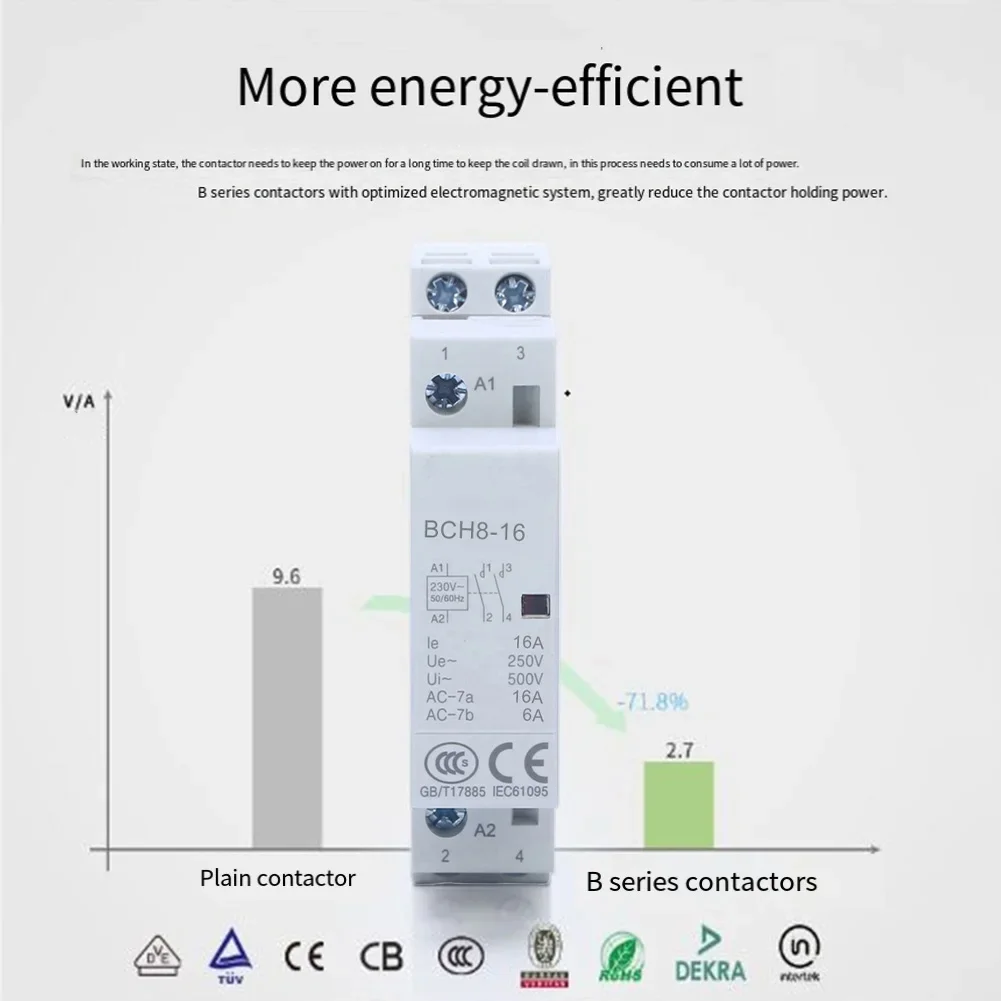 قواطع بلاستيكية منزلية AC230V 2P 16A 2NO جهد عمل معدل Ue 250V IP40 مثبت في صندوق التوزيع