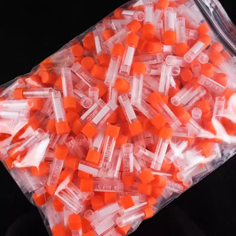 500pcs/lot Lab 1.8ml plastic Cryo Tubes Cryovial with silicone gasket,freeze pipe with color cap, storage sample tube with scale