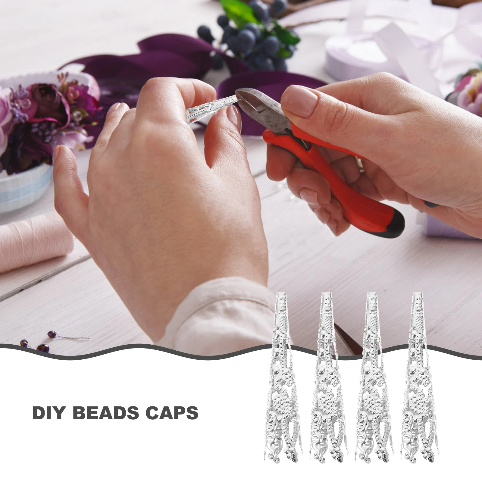 

120pcs Metal Bead Caps Craft Cones End Caps For Bracelets Necklaces Diy Jewelry Making Rust Resistant Durable Design Vintage