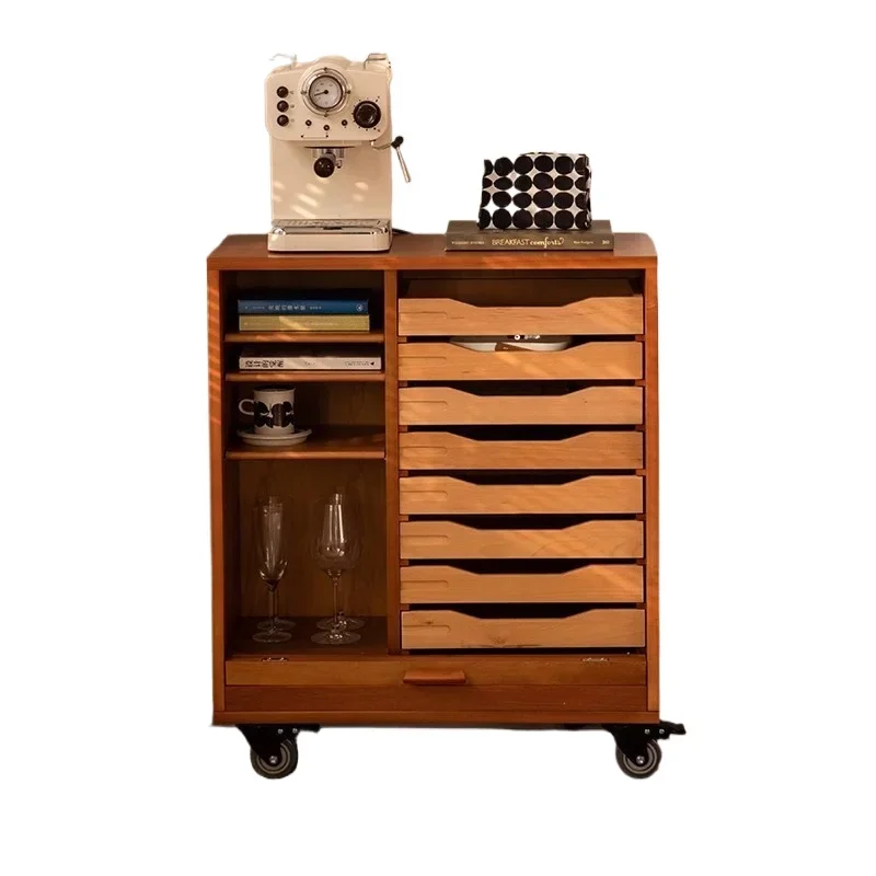 

wood dining side cabinet, retro home roller shutter storage storage file cabinet