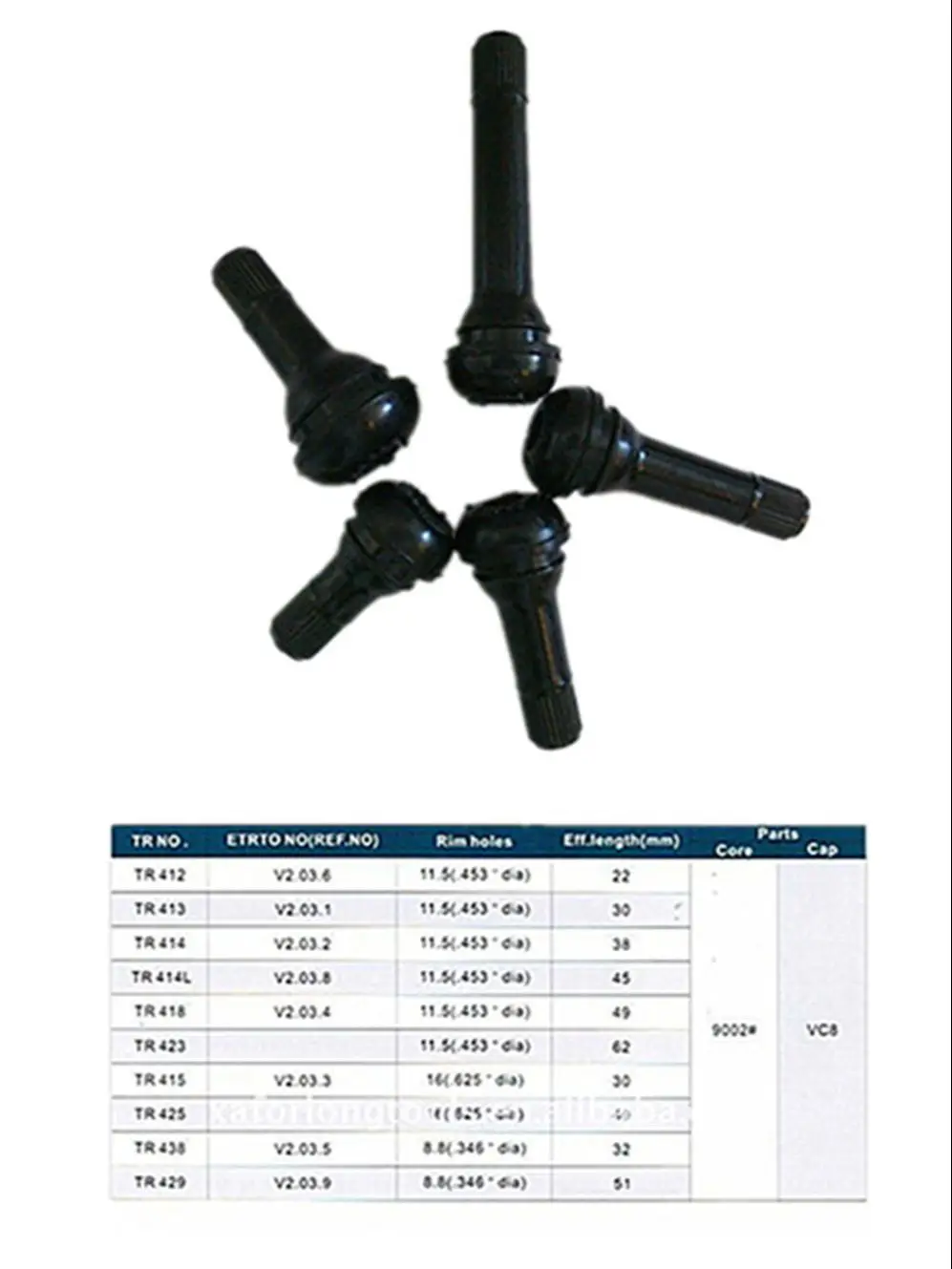 4pc Tr412/413/414C/412AC/413C Tr415 tr418 Tubeless Snap-In ottone valvola per pneumatici steli valvole per pneumatici in gomma nera corta nel