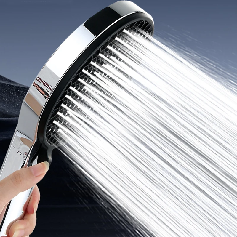 

5 Spray Modes Shower Head High Pressure Big Panel Showerhead With Silicone Water Outlet Nozzles Hotel Bathroom Accessories